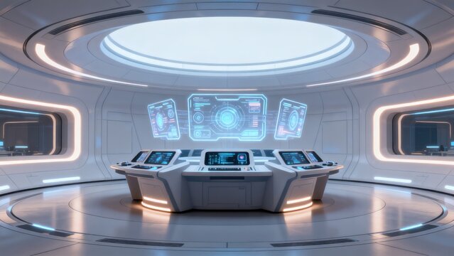 Futuristic control room interior