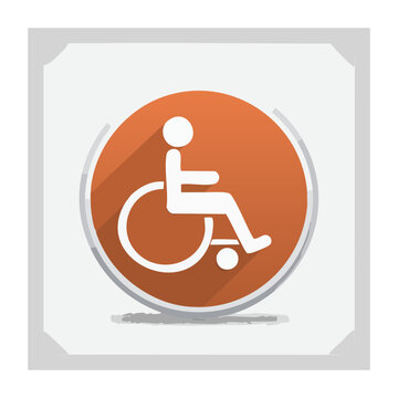 Orange wheelchair accessibility icon on circular badge