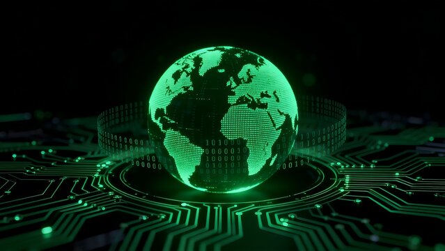 Digital globe on circuit board