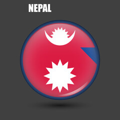 Obraz premium The national flag of Nepal is round.Vector.Round 3d flag icon with high detail.Ball-shaped flag illustration.