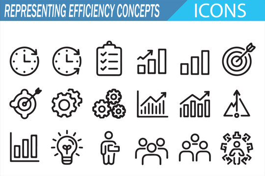 Performance Improvement and Workflow Icons Collection Vector Set