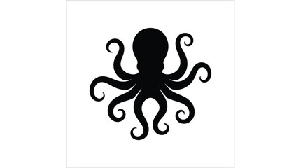 Black octopus silhouette against a white background silhouette © Shashon