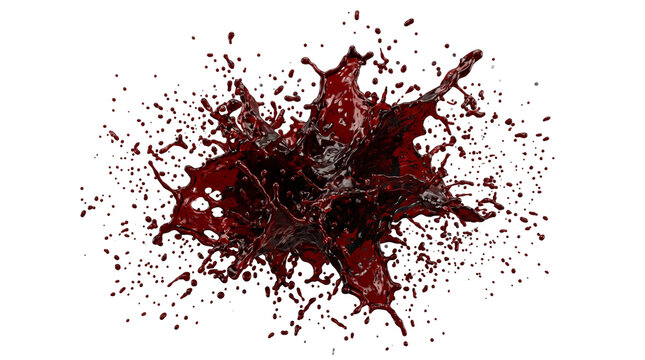 Dynamic red liquid splash with droplets splatter abstract transparent background beverage explosion artistic creative isolated as PNG