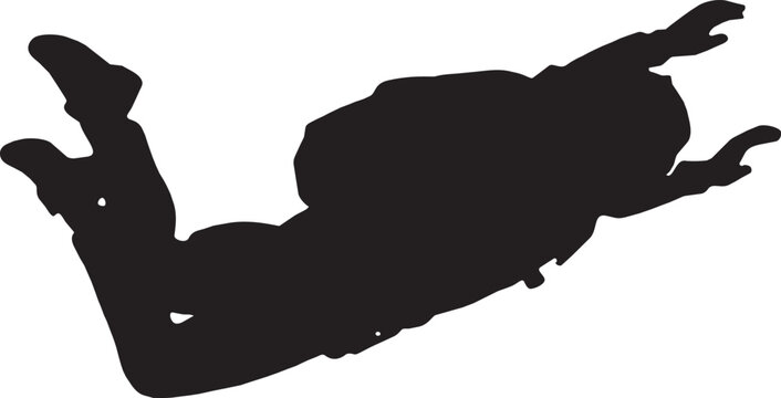 Silhouette of a skydiver in freefall vector art