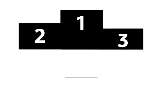 Winners podium with first, second and third place icons vector art