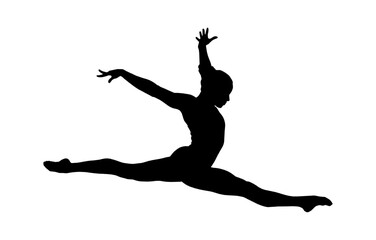Fototapeta premium Silhouette of a gymnast performing a split leap vector art