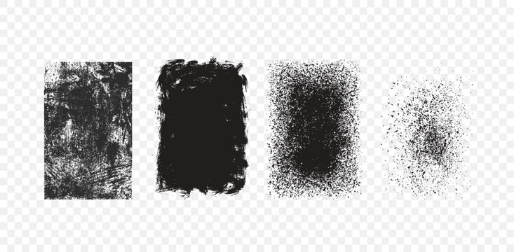 Black Retro Grunge Rectangle Border Frame Vector set with Distressed 
Texture and Vintage Ink Effect