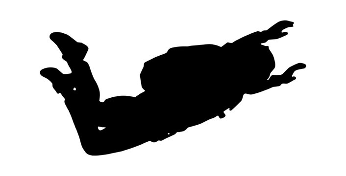 Silhouette of a skydiver in freefall vector art