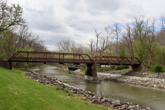 The old steel bridge in the park 