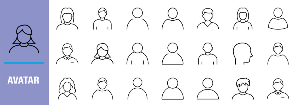 User profile avatar vector icons. avatar icon set, user icon set, profile icon set