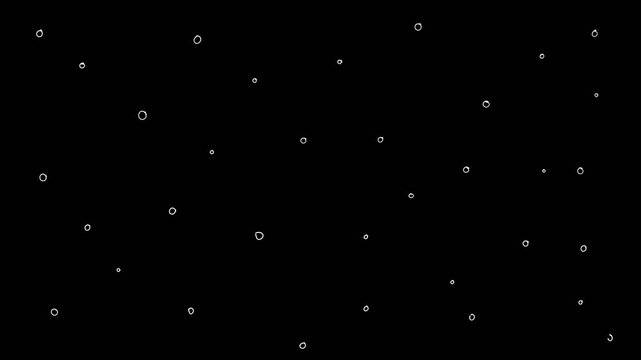 Minimalist abstract black background with white boiling circles, looping shaky line art animation. Retro noise texture for vintage overlays, lofi visualizers, and seamless looping motion design.