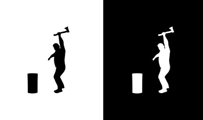 mane lumberjack with axe his hand silhouette vector illustration, carpenter silhouette vector illustration, plumber man silhouette vector illustration, black silhouette of plumber vector illustration, © SUMAIRA