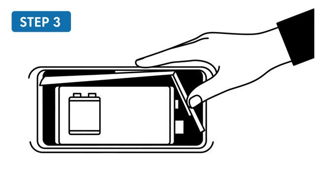 Step 3: Opening device cover to access battery compartment for replacement