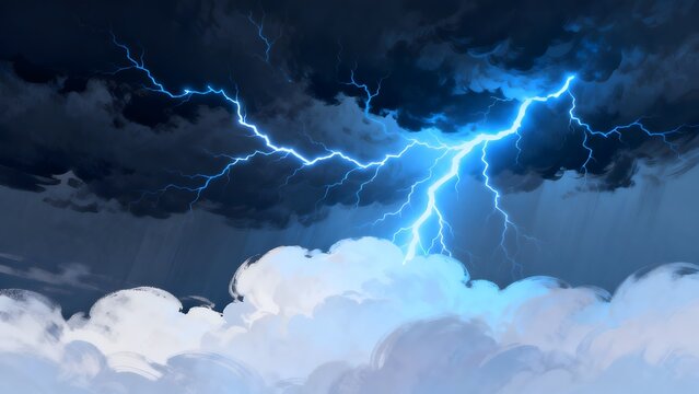 Stormy sky with lightning and clouds