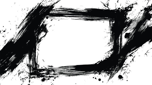 Rectangle frame created with aggressive black ink brush strokes sits against a white background.