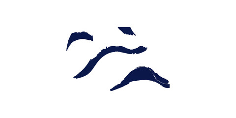 Abstract blue hand drawn vector illustration of ocean waves with whale and dolphin © NUR 0.2