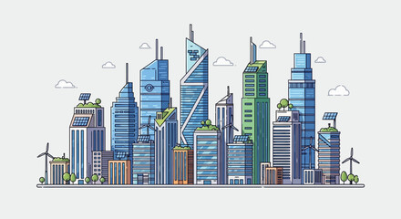 Obraz premium Futuristic Smart Eco City Skyline with Sustainable Energy