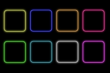 Multicolor neon rounded square frames set vector illustration © s tirtho