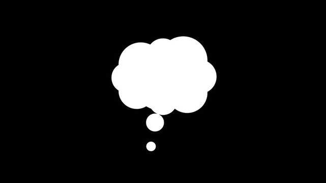 Thought Bubble Icon Appearing in Cloud Shape with Circular Elements for Cartoon Animation or Comic Video Overlay