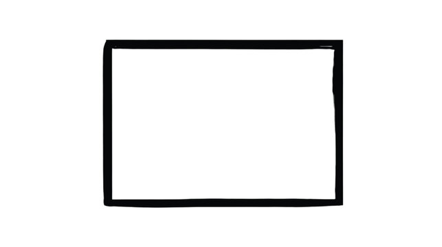 Rectangle box displays a hand-drawn thick black outline that provides a rustic and organic framing aesthetic.
