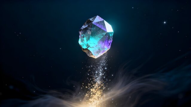 Glowing crystal in space