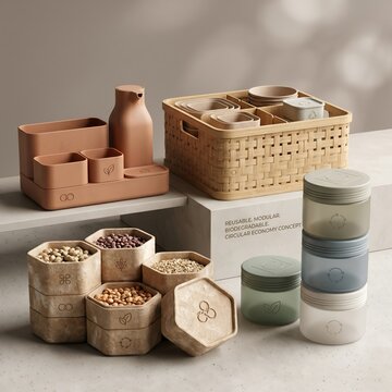 Sustainable modular kitchen storage containers and organizers