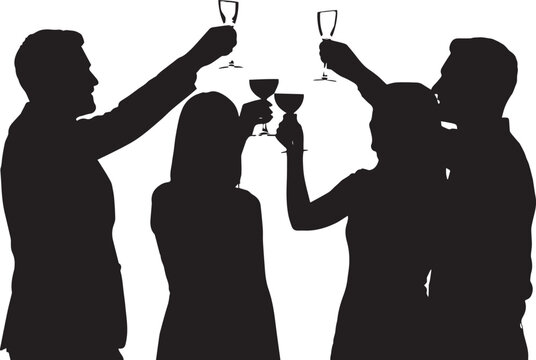 Friends celebrate together toasting with champagne glasses in social gathering