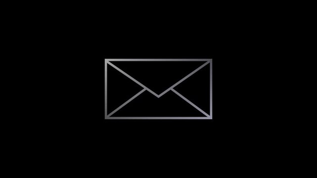 Minimalist envelope icon graphic animation appearing on black background representing digital messaging correspondence or email service communication design element.