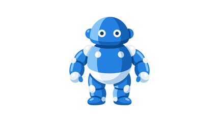 Fototapeta premium Cute Blue Robot Character with White Accents Standing.