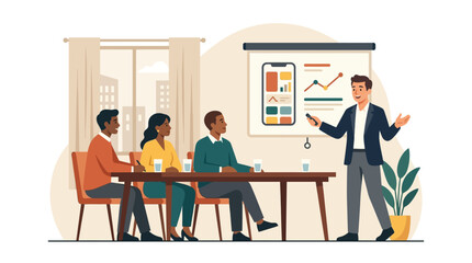 Fototapeta premium Businessman giving presentation to colleagues.