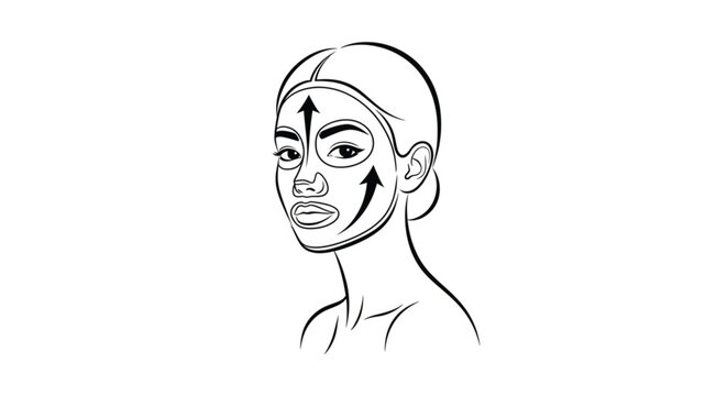 Woman face with facial massage lines.