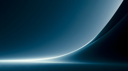 Obraz premium Abstract dark blue background with glowing white curved light wave
