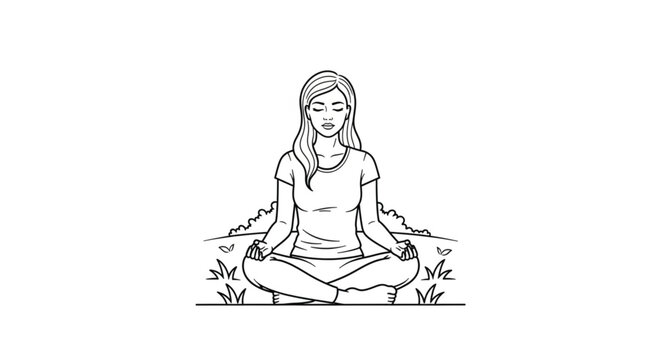 Woman Sitting in Lotus Position Meditating.