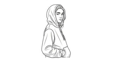 Obraz premium Woman wearing a hooded jacket.