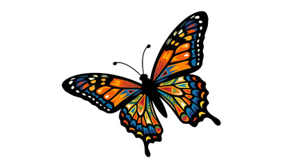 Colorful butterfly vector illustration with detailed wings and black outline © Photo Sell
