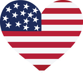 Fototapeta premium American Flag Heart Shape – Patriotic USA Independence Day Vector Illustration