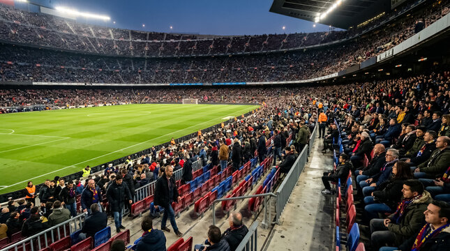 Football Fans Filling Stadium Before International Championship Match