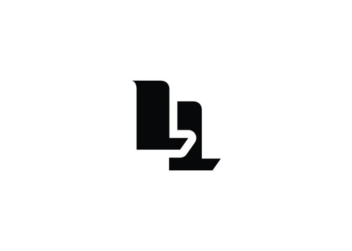 LL Minimal Monogram Logo Design. Clean, modern and professional emblem with flowing wave-like curves.