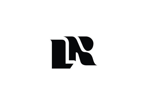 LR Minimal Monogram Logo Design. Clean, modern and professional emblem with flowing wave-like curves.