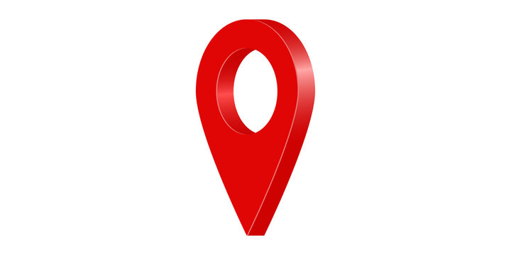 A 3D red map location pin marker.
