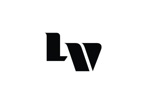 LV Minimal Monogram Logo Design. Clean, modern and professional emblem with flowing wave-like curves.