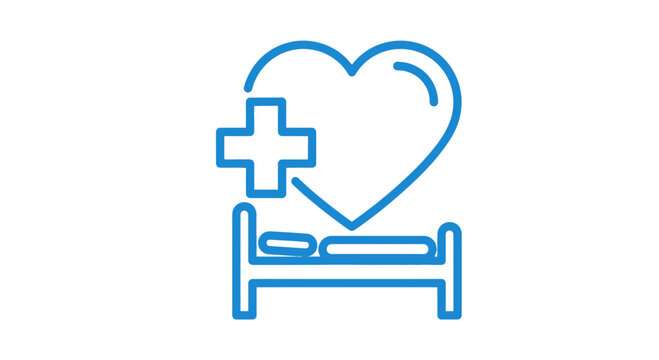 Hospital Bed with Heart Symbol.