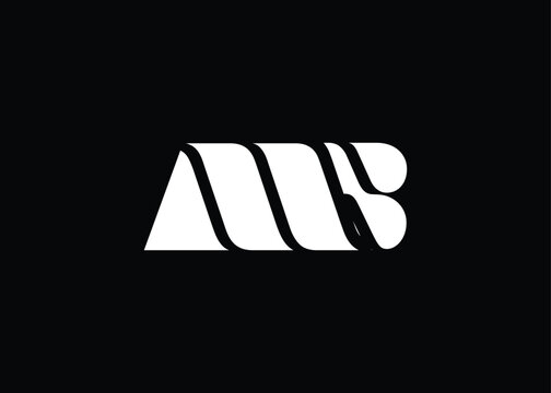MB Minimal Monogram Logo Design. Clean, modern and professional emblem with flowing wave-like curves.