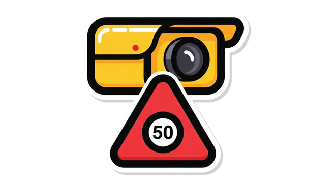 Speed limit camera warning sign symbol.