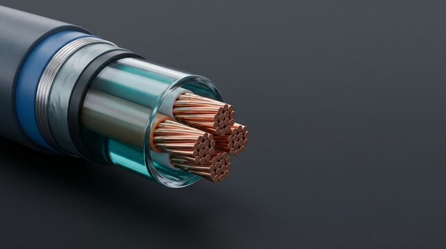 Cross Section of Industrial High Voltage Electrical Copper Cable