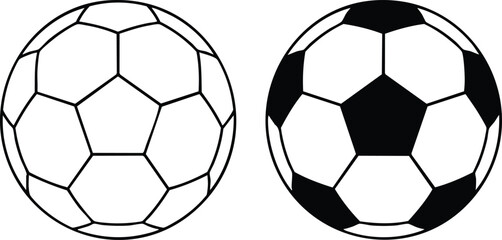 Black and white soccer ball, line and filled styles football © JANNATUL FERDOUSH