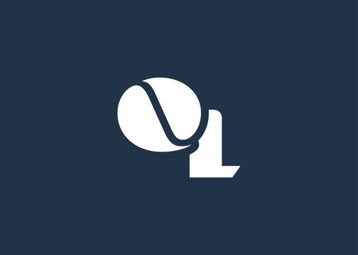 QL Minimal Monogram Logo Design. Clean, modern and professional emblem with flowing wave-like curves.
