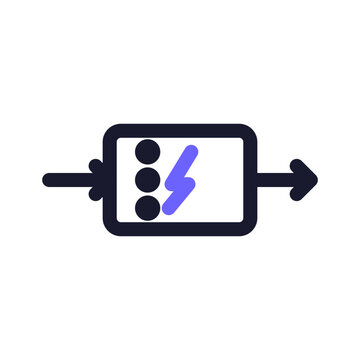 AI inference engine icon &mdash; processing pipeline outline