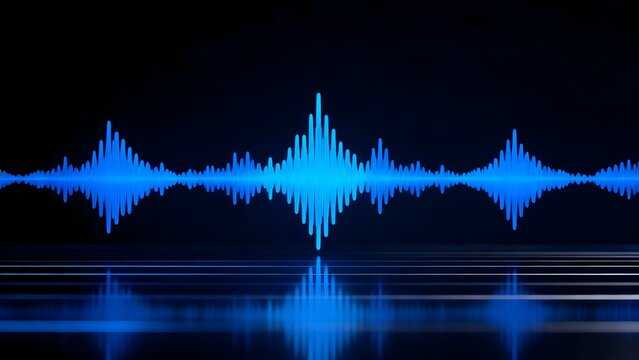 Blue sound wave pattern on dark background