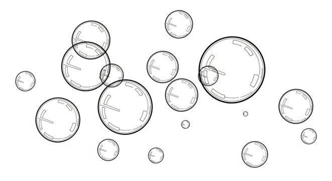 Collection of various sized transparent bubbles.